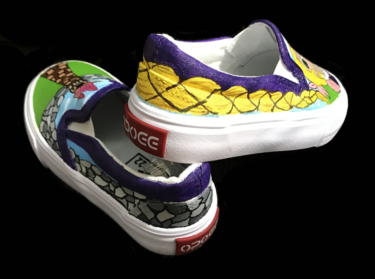 Children’s Custom Hand Painted Rapunzel Shoes - Size 7.5