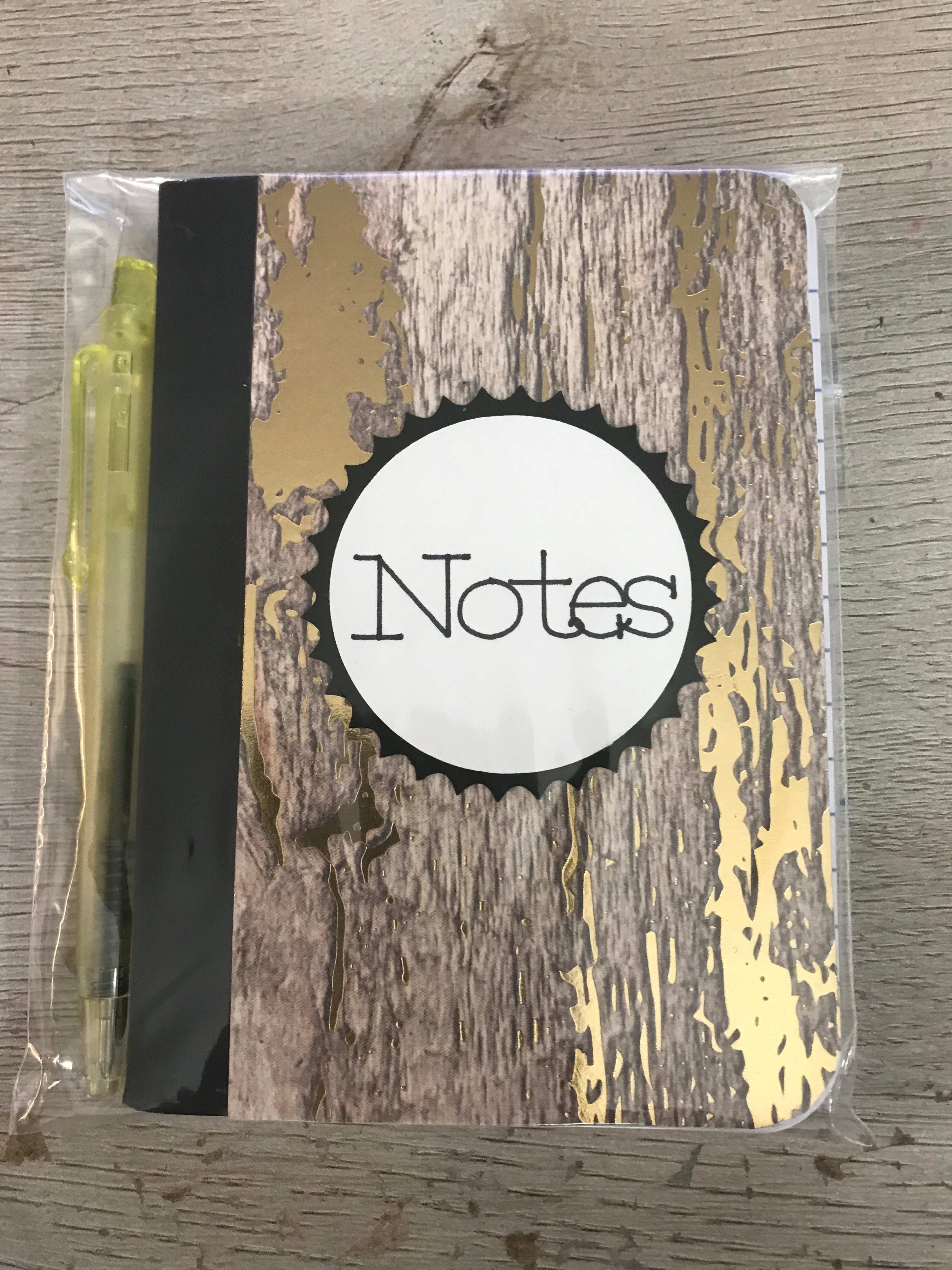 Golden Mini Notebook Gold, Wood Theme: Mini Notebook, Mini Pen Included – LDR Customs