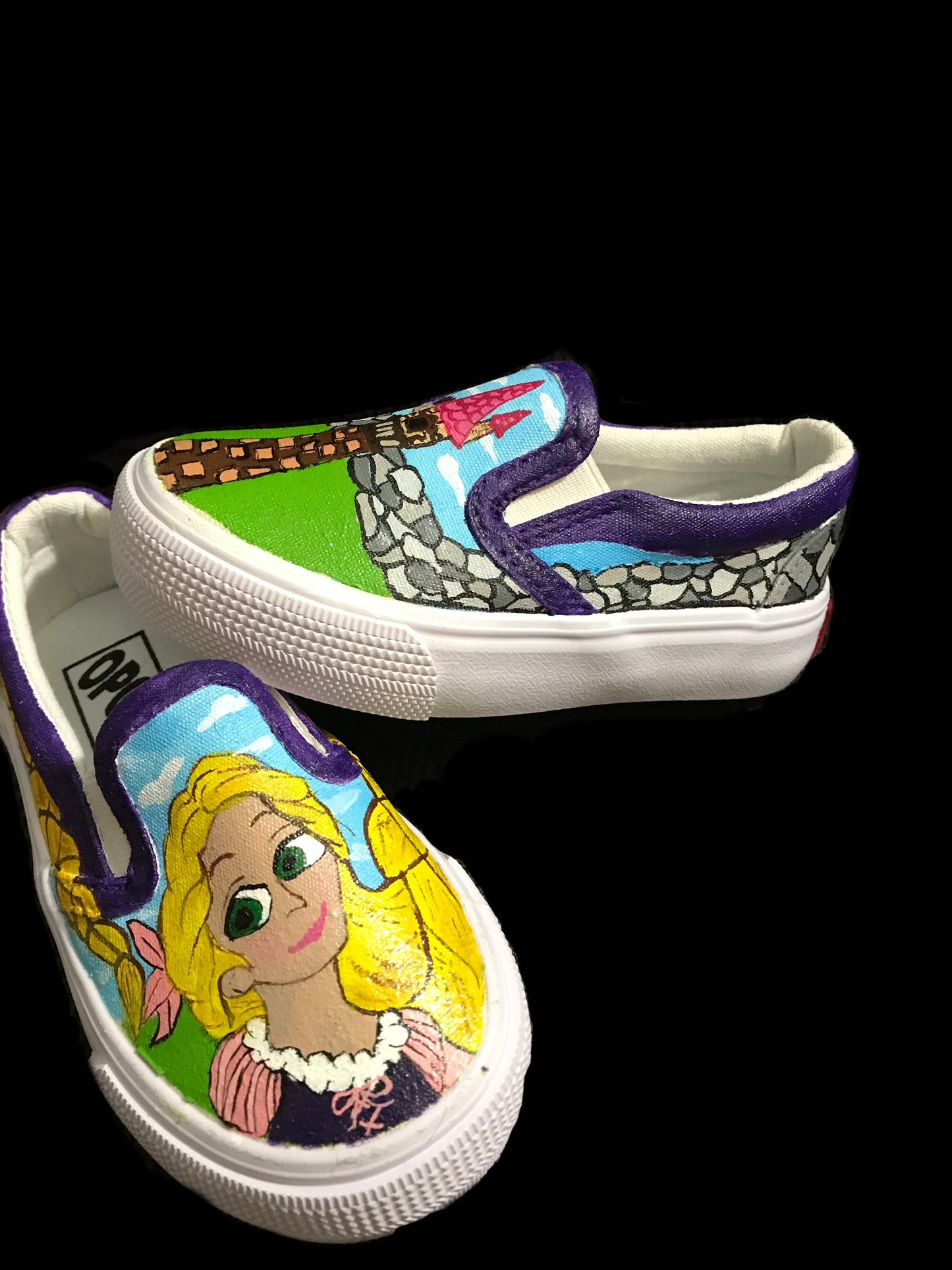 Children’s Custom Hand Painted Rapunzel Shoes - Size 7.5