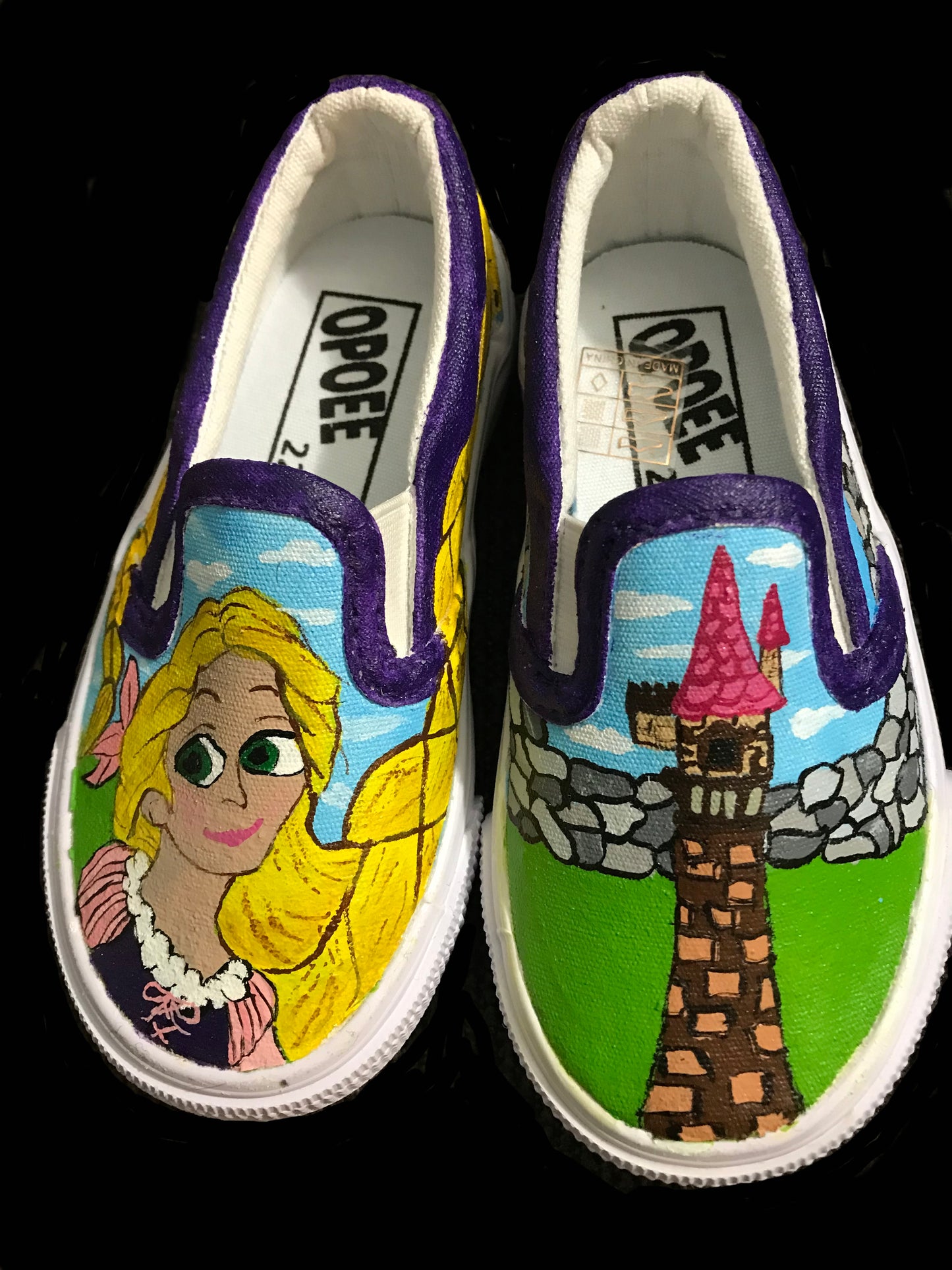 Children’s Custom Hand Painted Rapunzel Shoes - Size 7.5
