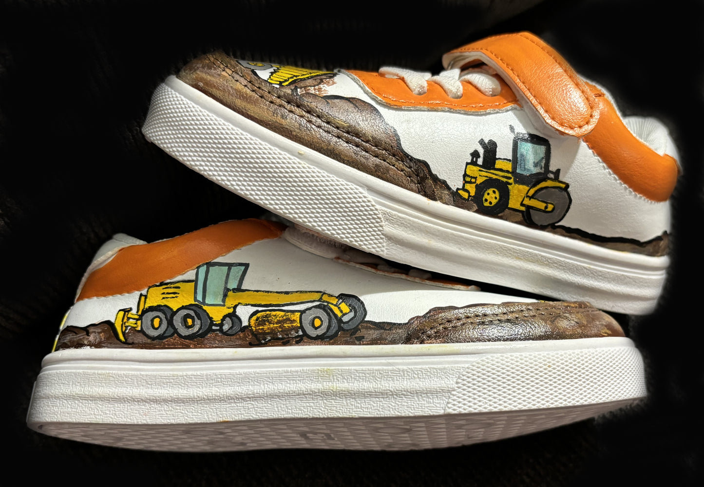 Children’s Custom Hand Painted, Construction Trucks Shoes - Size 10