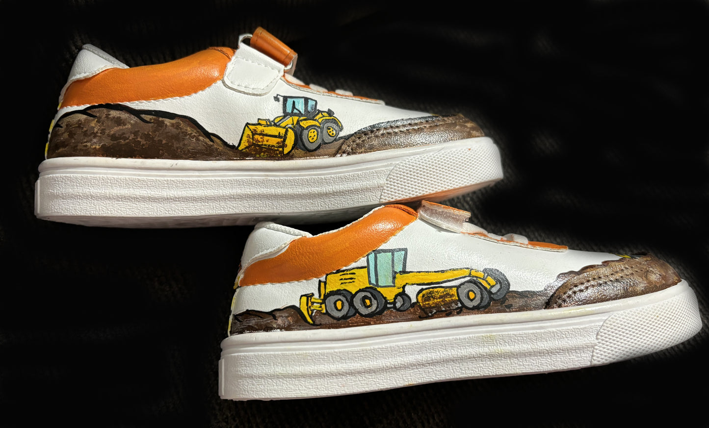 Children’s Custom Hand Painted, Construction Trucks Shoes - Size 10