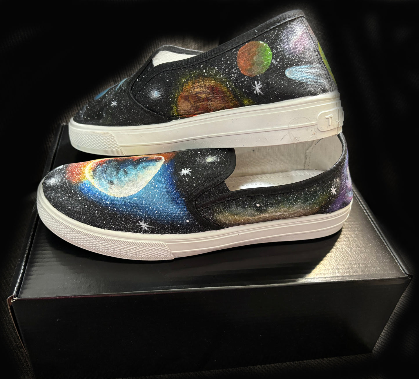 Adult's Custom Hand Painted Space Shoes- Size 8W, 6.5M